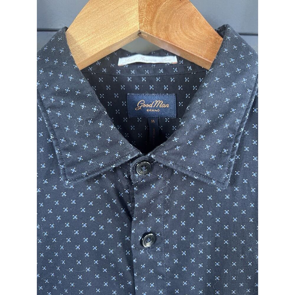 ✨ Good Man Brand - Navy Blue Dots Longsleeve Men’s Dress Shirt ✨ Medium Cotton